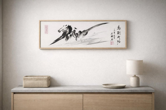 Ma Dao Cheng Gong Artwork, Chinese Calligraphy & Ink Horse, Office Success Wall Decor (Commission)