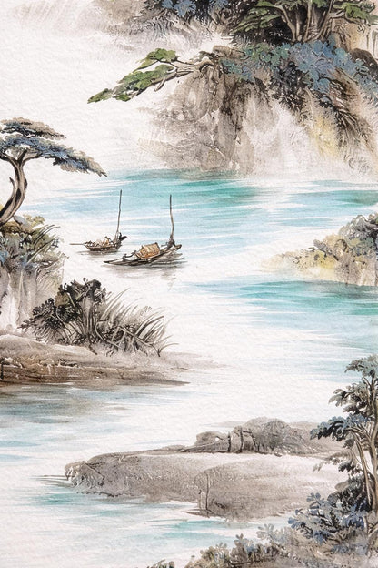 Peng Cheng Wan Li – Soaring Eagle Over Teal River | Original Shanshui Landscape