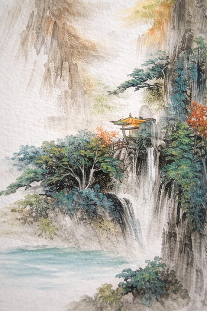 Peng Cheng Wan Li – Soaring Eagle Over Teal River | Original Shanshui Landscape