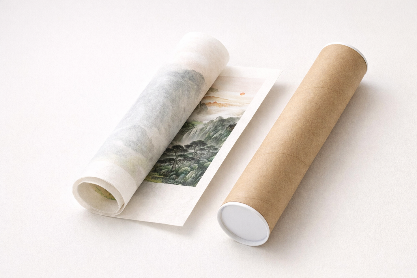 Misty Mountains & Waterfalls — Panoramic Chinese Landscape Art Print (Inkjet, Unframed)